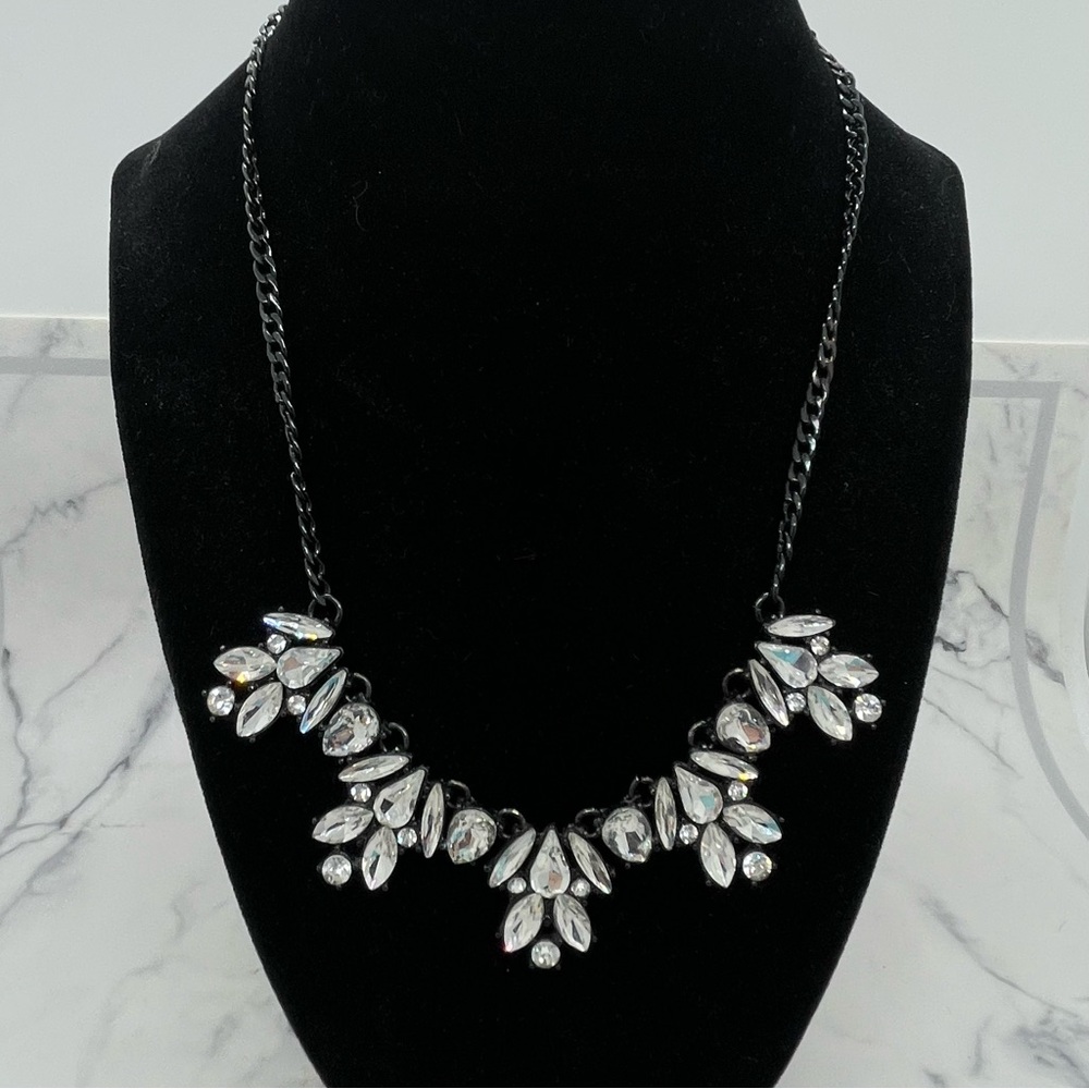 Spring Street Black and Clear Rhinestone Statement Necklace